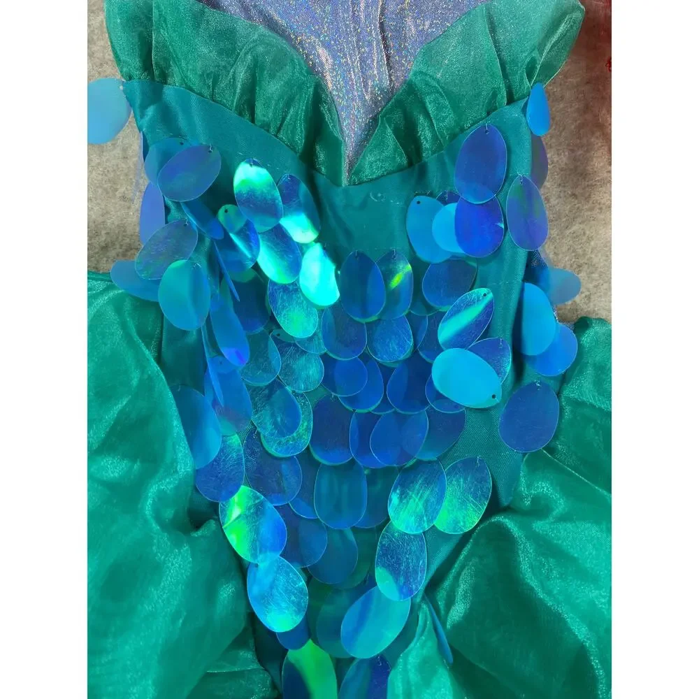 Disney Ariel The Little Mermaid Costume with Red Wig Complete Set Small 4-6